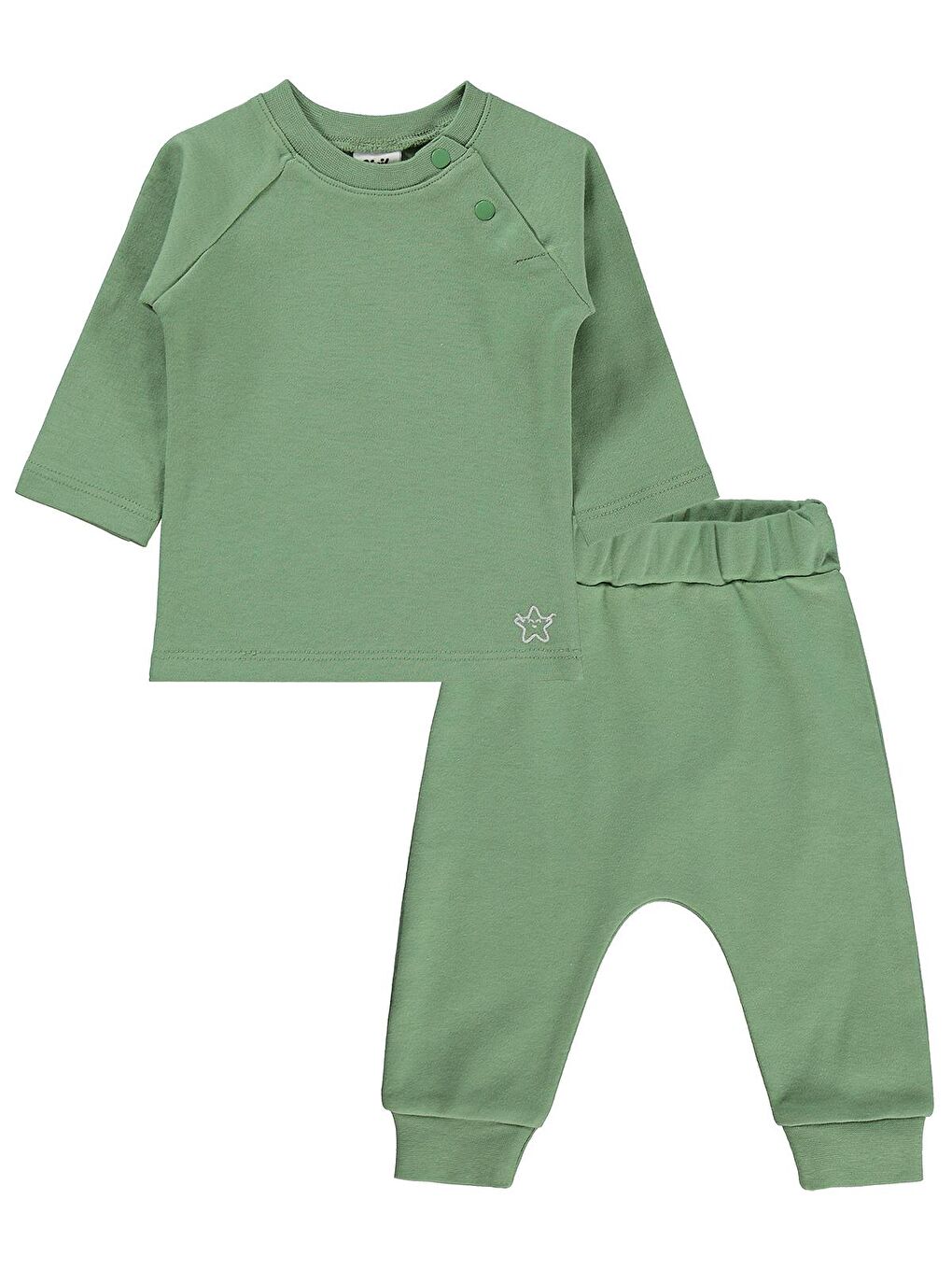 Baby Yıldız Nakışlı 3-18 Ay Takım - Haki-2