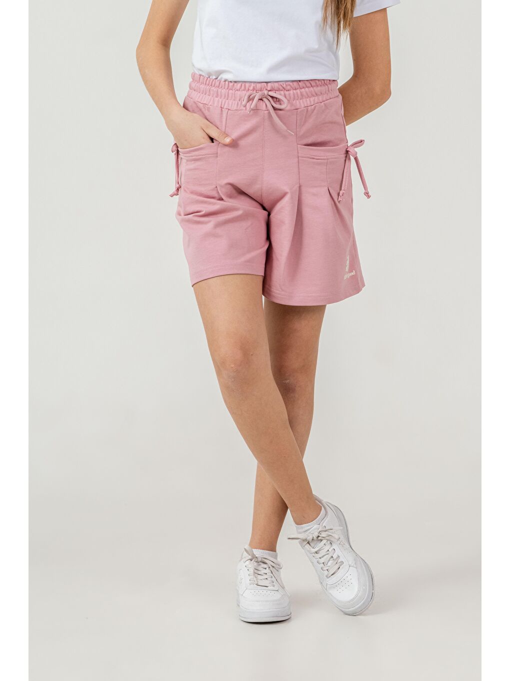 Pembe Life İs Good Baskılı Cepler Fiyonklu Kız Çocuk Şort-1