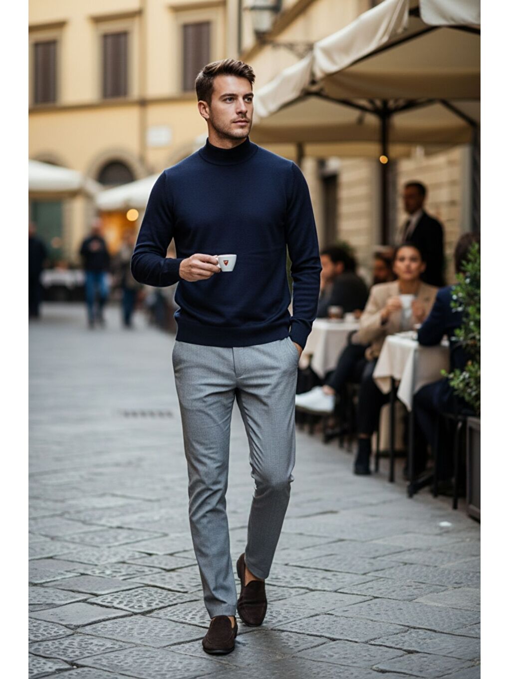 Lacivert Lier Yarım Boğazlı Regular Fit Erkek Kazak Düz Triko-1