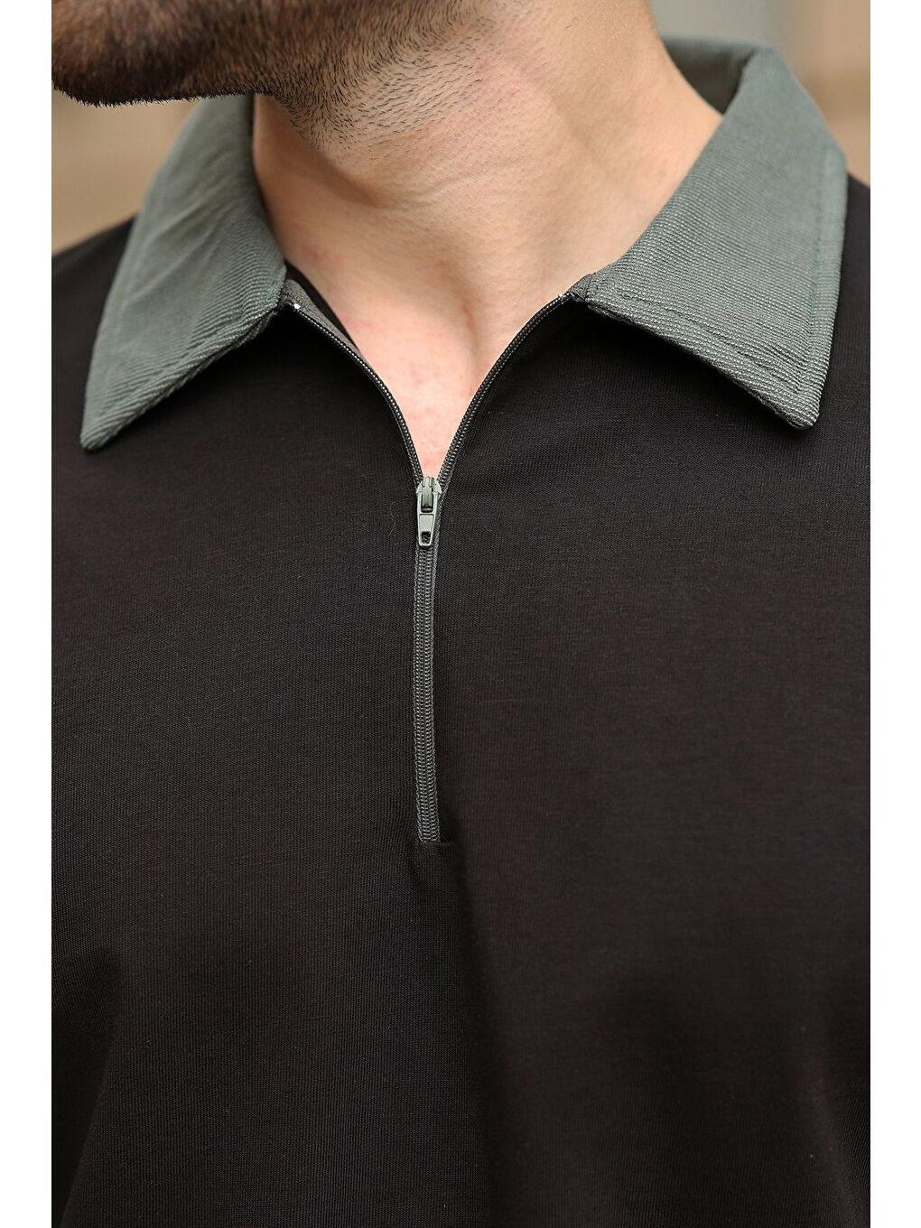 Siyah %100 Pamuklu Polo Yaka Şort Tişört Takım E7358-2