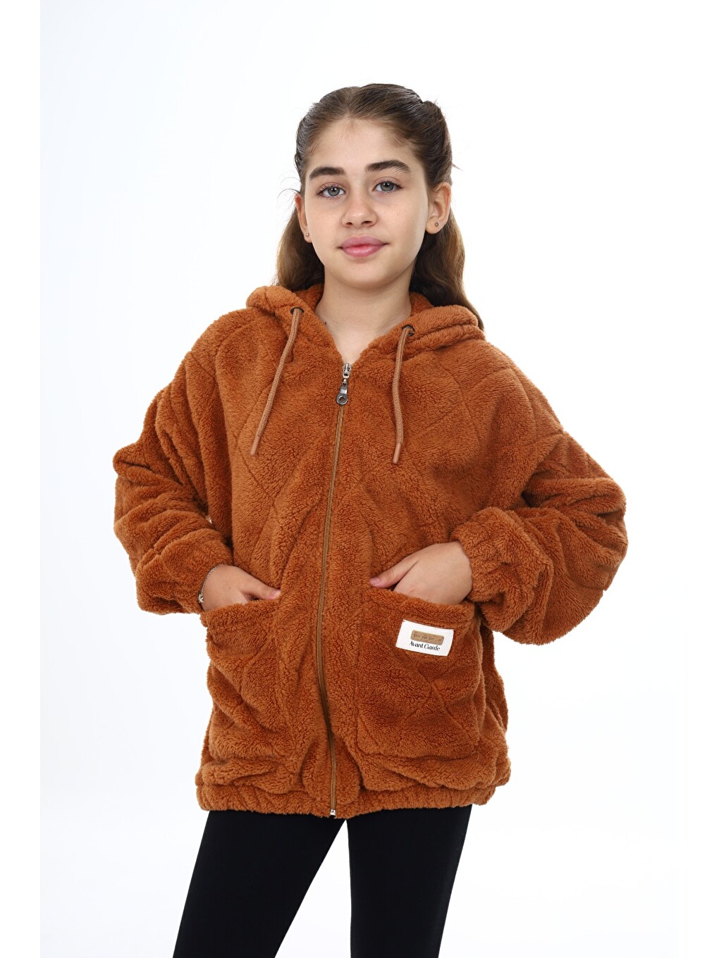 Kahverengi Kız Çocuk Pelüş Hırka-1