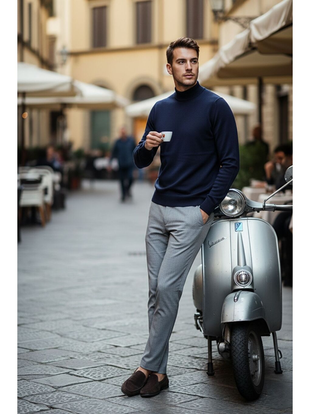 Lacivert Lier Yarım Boğazlı Regular Fit Erkek Kazak Düz Triko-2