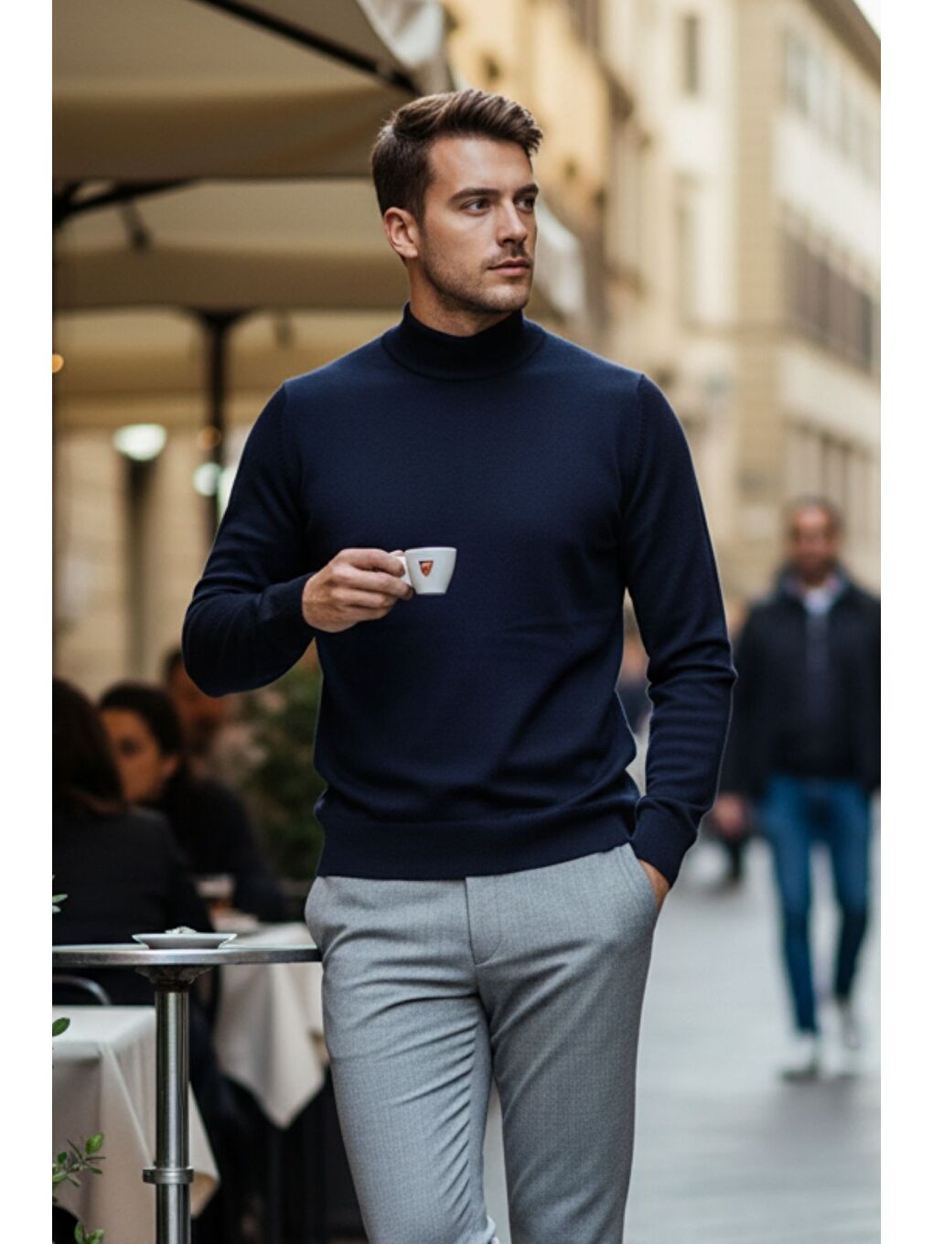 Lacivert Lier Yarım Boğazlı Regular Fit Erkek Kazak Düz Triko-4