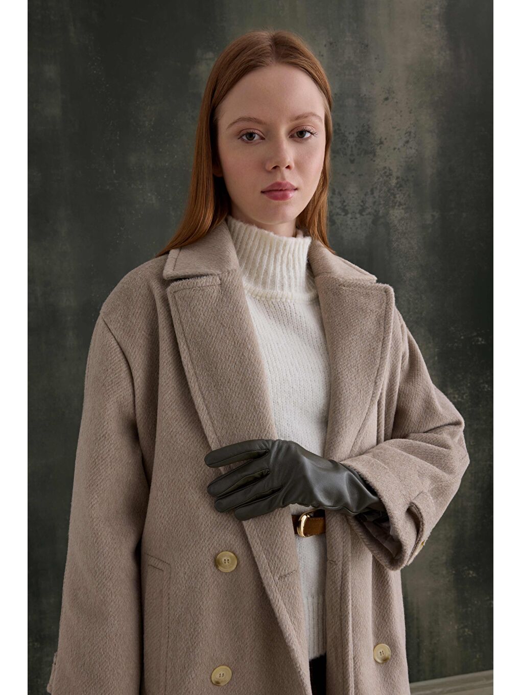 Bej Kruvaze Uzun Kaban Açık Vizon-2