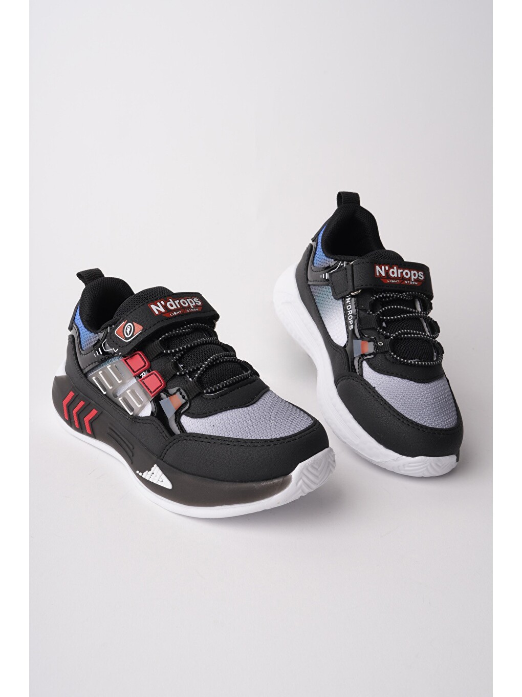 Siyah ZUZU Cırtlı ve Bağcıklı Günlük Çocuk Sneaker Spor Ayakkabı-5
