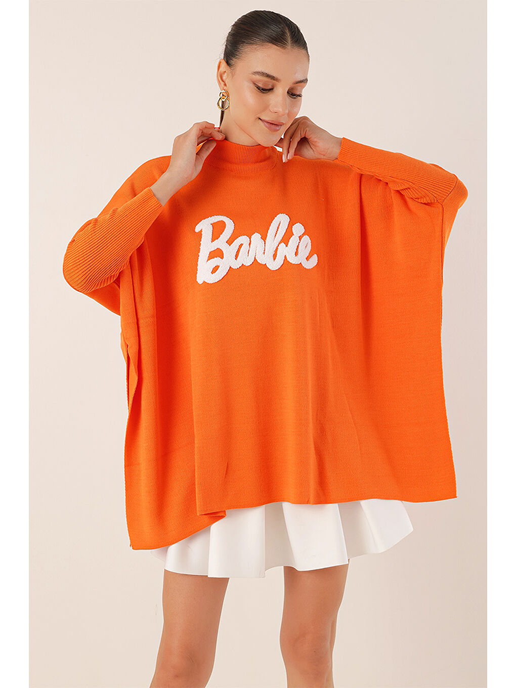 15783 Yırtmaçlı Panço Kazak - D. Turuncu