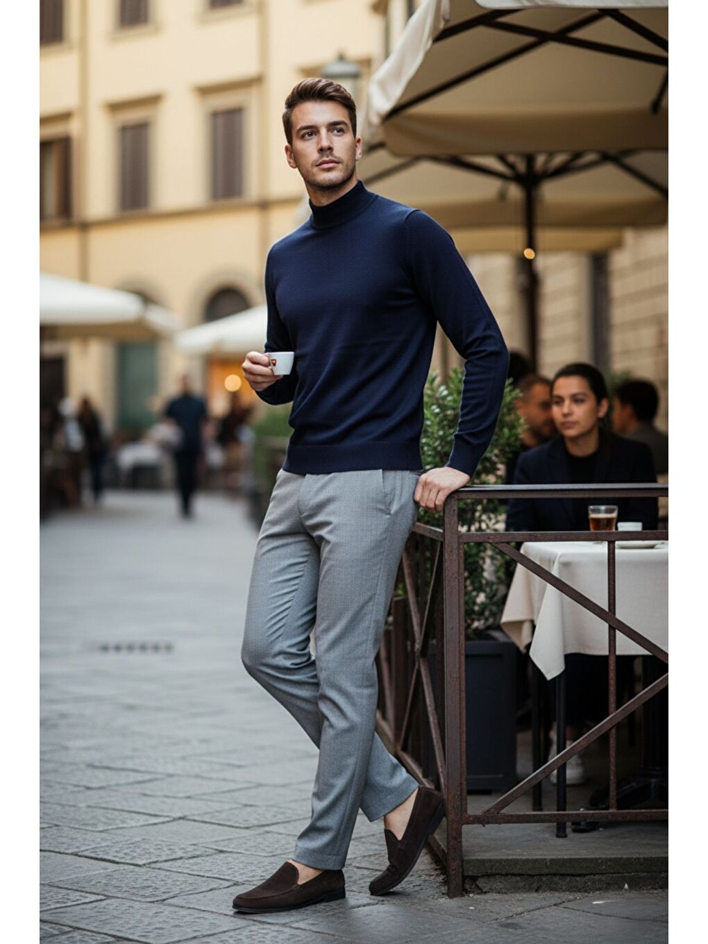 Lacivert Lier Yarım Boğazlı Regular Fit Erkek Kazak Düz Triko-5