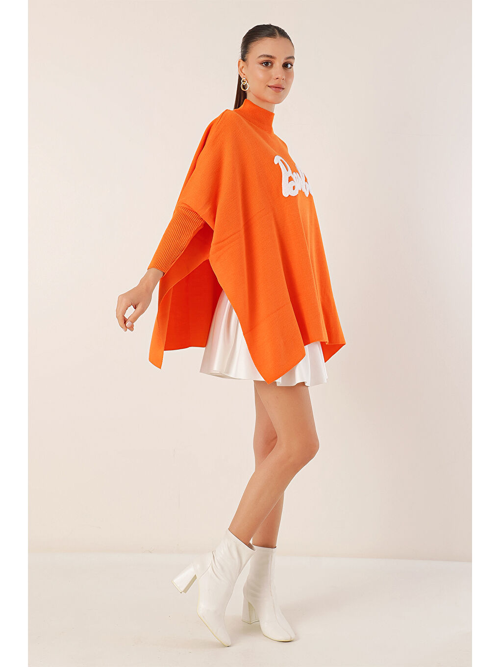 15783 Yırtmaçlı Panço Kazak - D. Turuncu-1