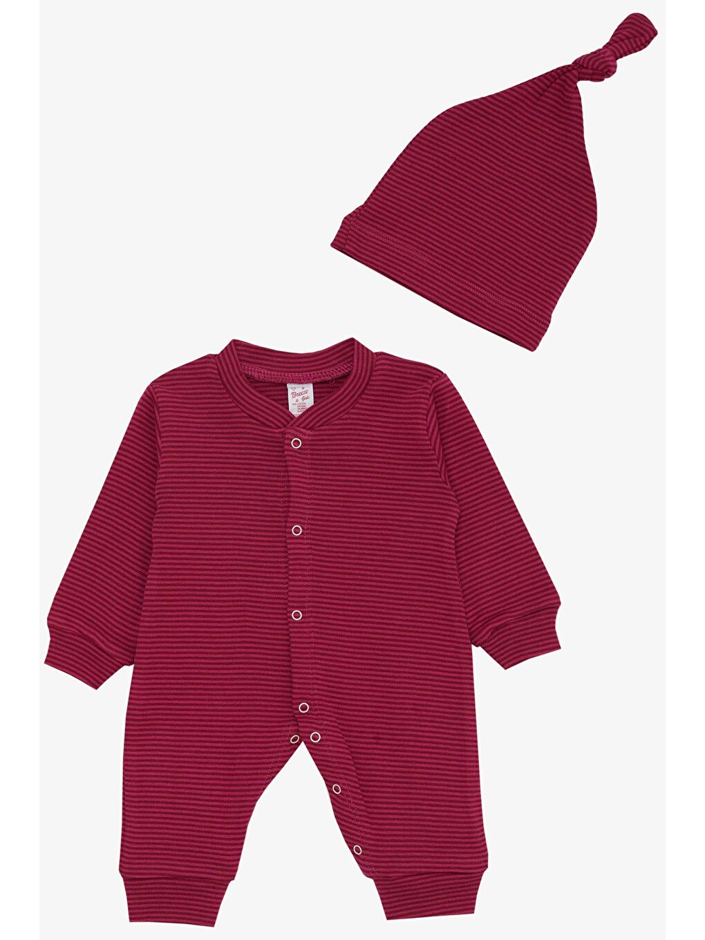 Kız Bebek Tulum Çizgili Fuşya (0-6 Ay)