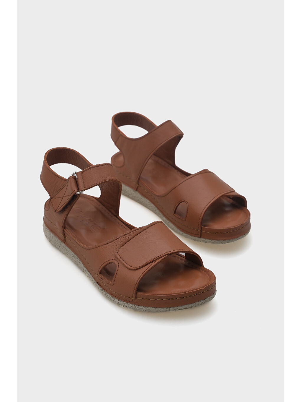 Kahverengi Emily Deri Konfor Anatomik Kadın Sandalet-1