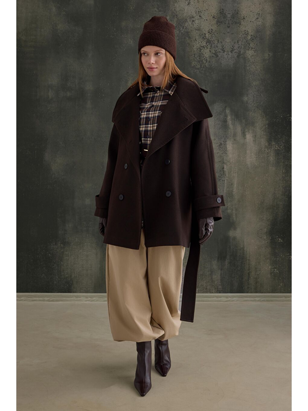 Kahverengi Dik Yaka Kaban Koyu Kahve-1