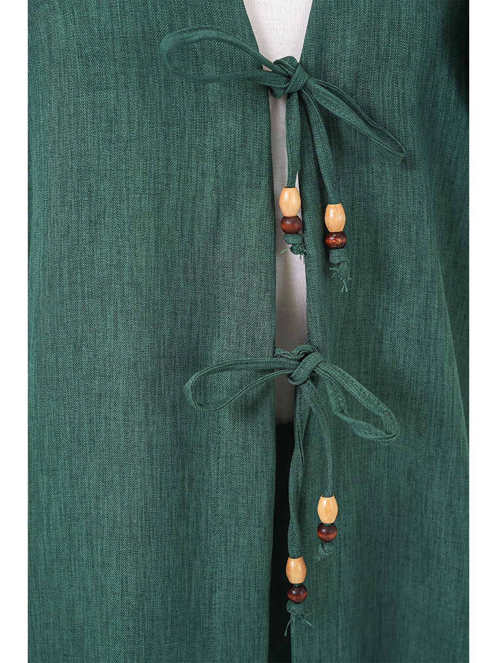 Kadın Keten Kimono İkili Takım 6727 - Zümrüt Yeşili-3