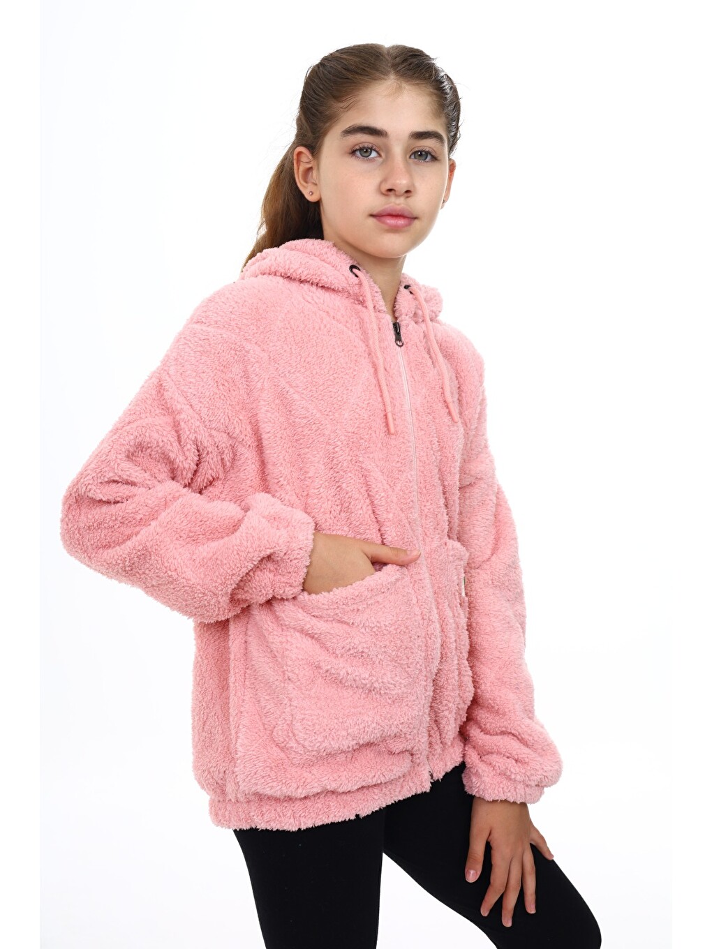 Pembe Kız Çocuk Pelüş Hırka-3