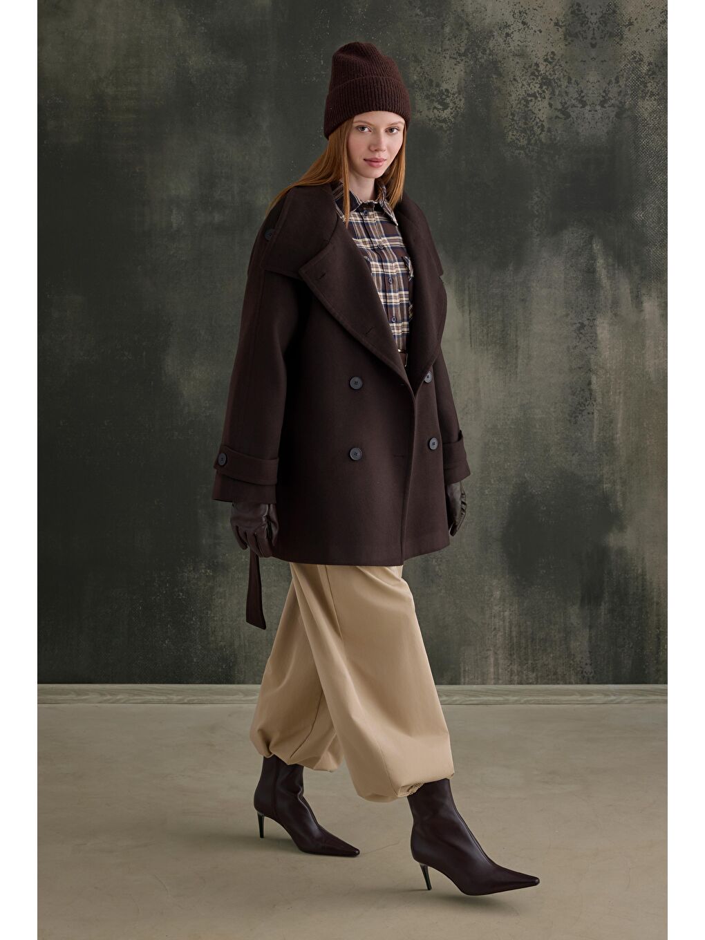 Kahverengi Dik Yaka Kaban Koyu Kahve-3