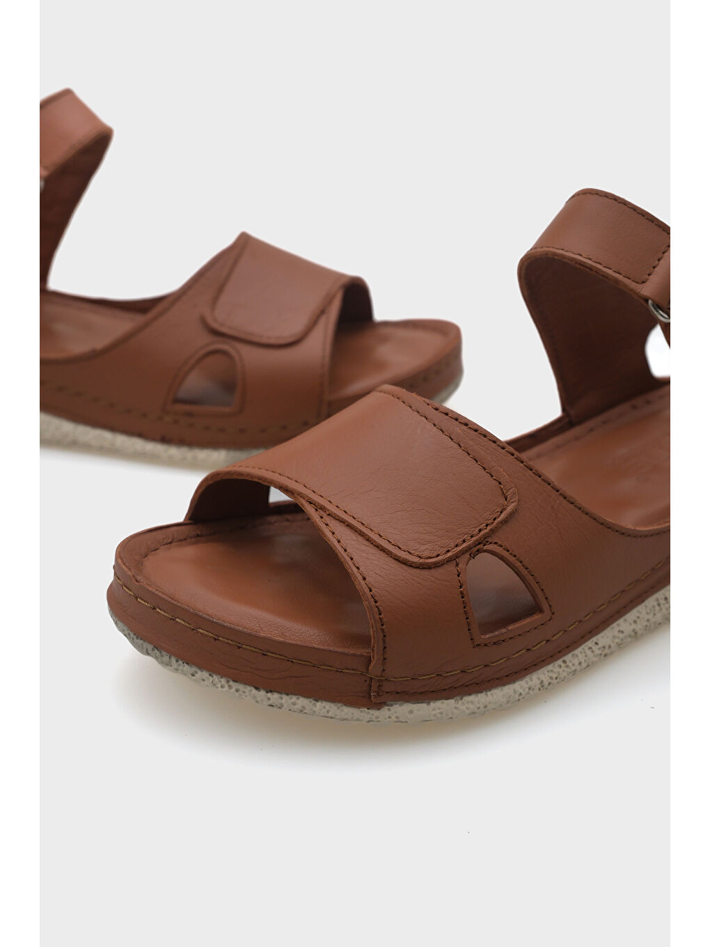 Kahverengi Emily Deri Konfor Anatomik Kadın Sandalet-2