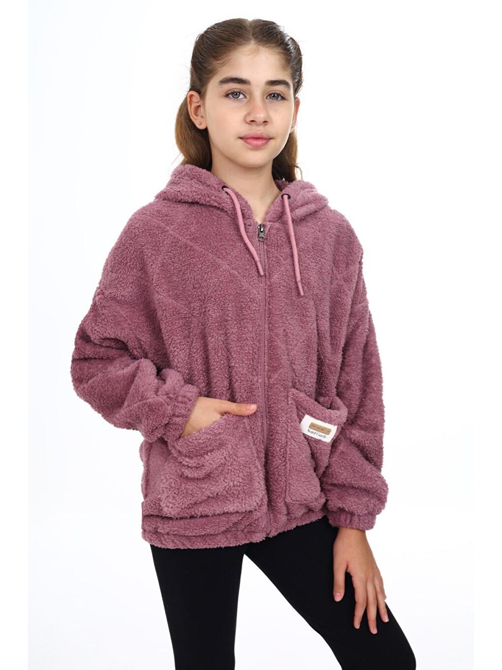 Pembe Kız Çocuk Pelüş Hırka-3