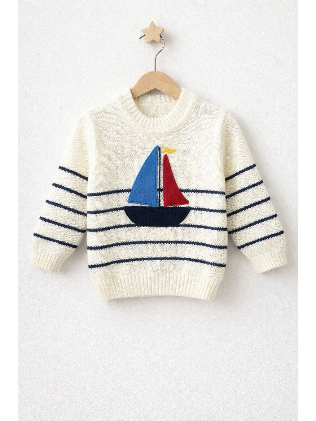 Lacivert Çizgili Yelkenli Erkek Çocuk Kazak 4096