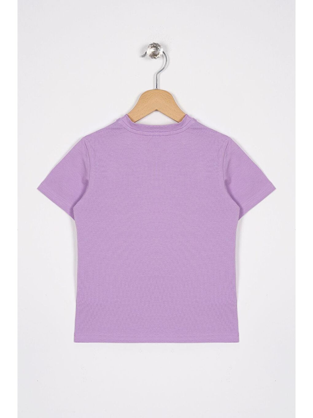 Bisiklet Yaka Yarım Kol Make Everday Great Baskılı Lila Renk Kız Çocuk Tişört-2