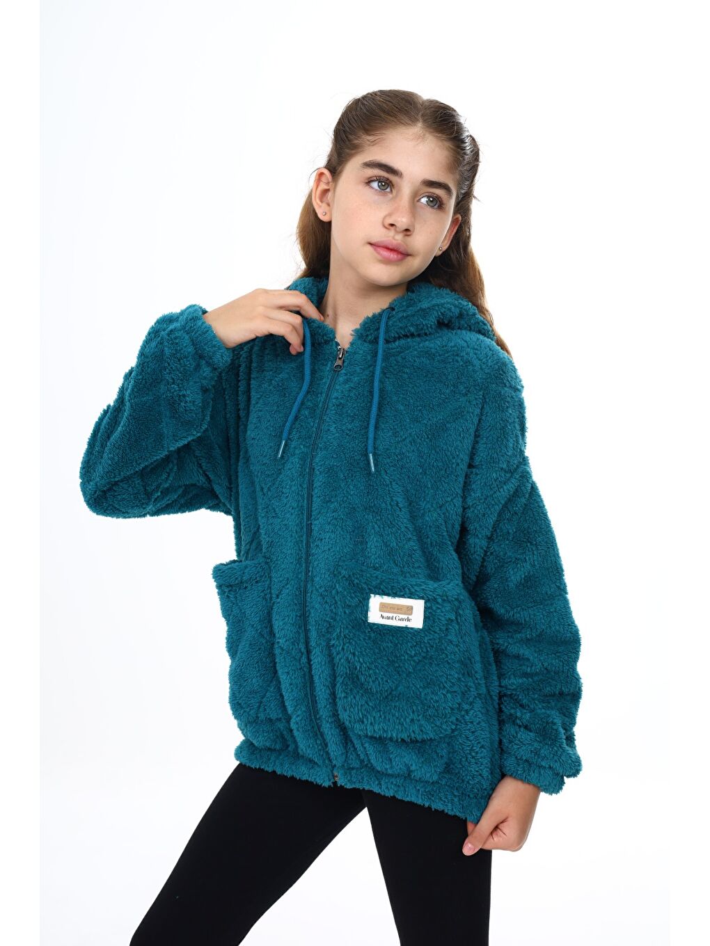 Petrol Kız Çocuk Pelüş Hırka-2