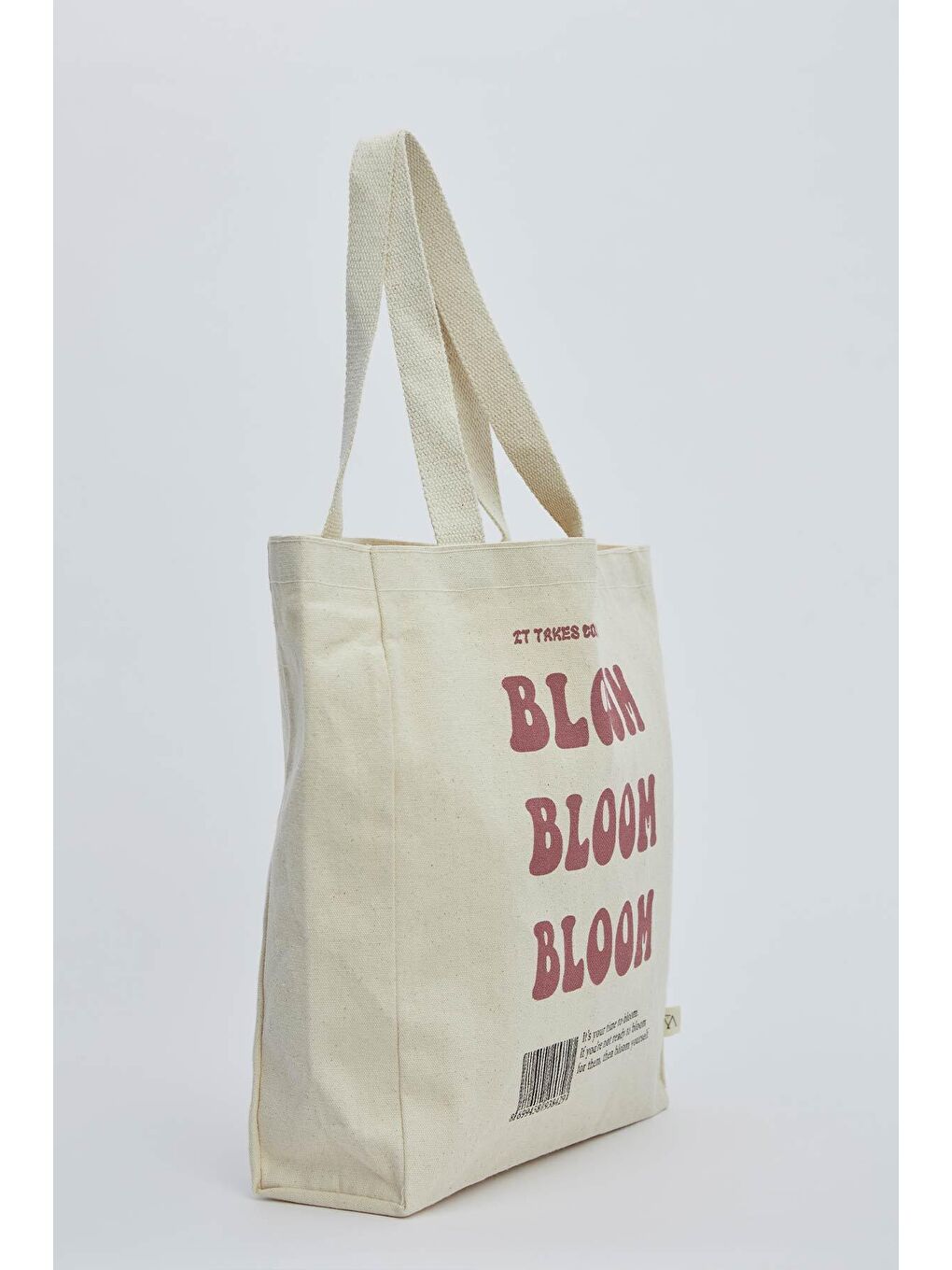 Gri Baskılı Körüklü Bez Çanta Bloom-1