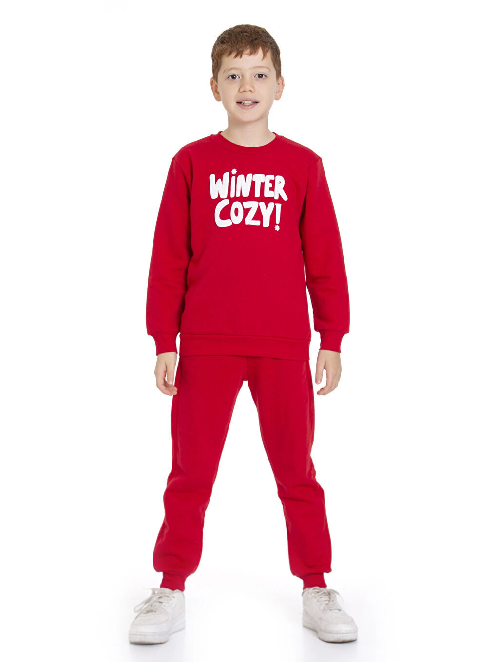 Kırmızı Winter Cozy Baskılı Eşofman Takımı 74415