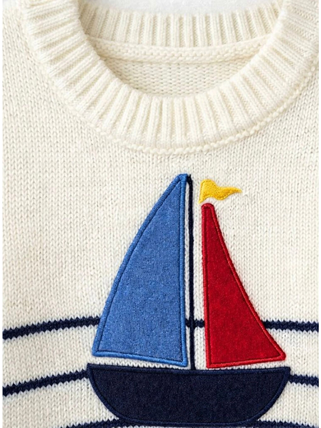 Lacivert Çizgili Yelkenli Erkek Çocuk Kazak 4096-1