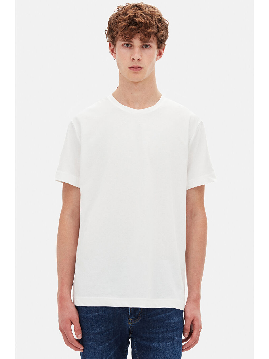 Relaxed Fit Beyaz %100 Pamuk T-Shirt