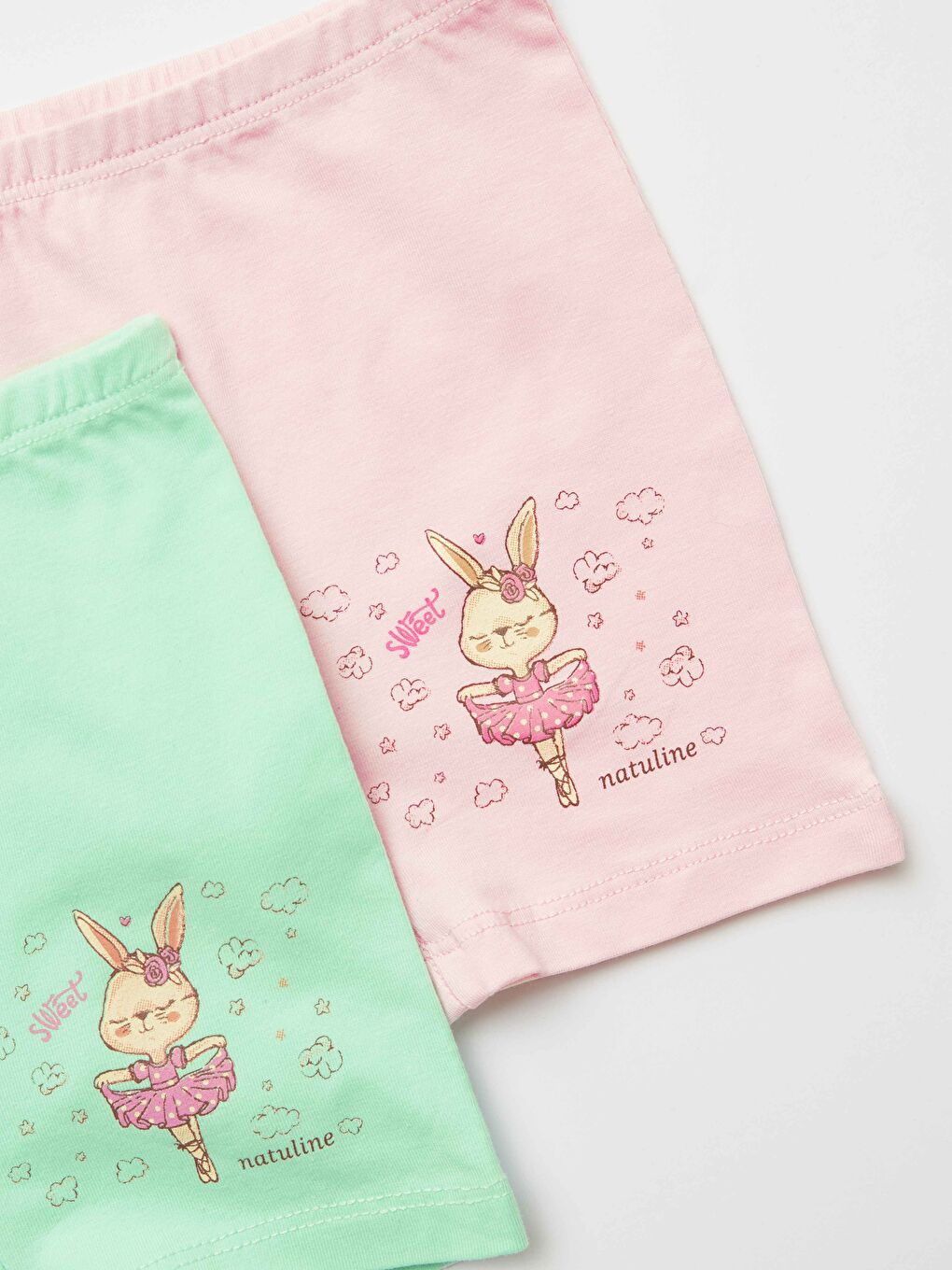 Pembe Kız Çocuk Organik Pamuklu Elastanlı Boxer Sweet Rabbit 4 lü Paket-1