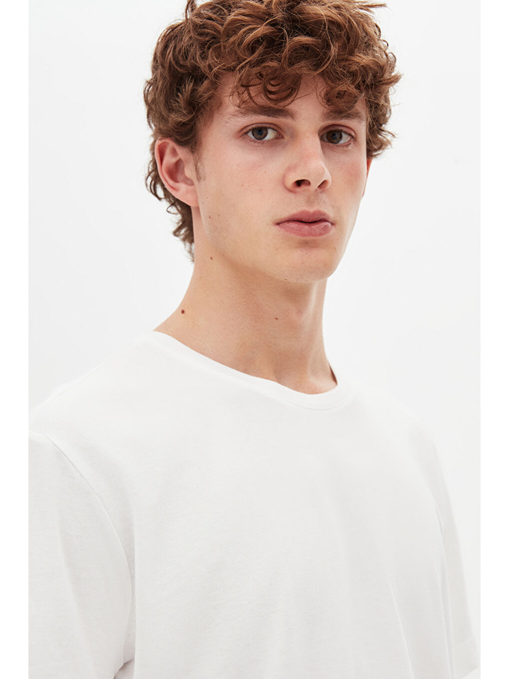 Relaxed Fit Beyaz %100 Pamuk T-Shirt-1