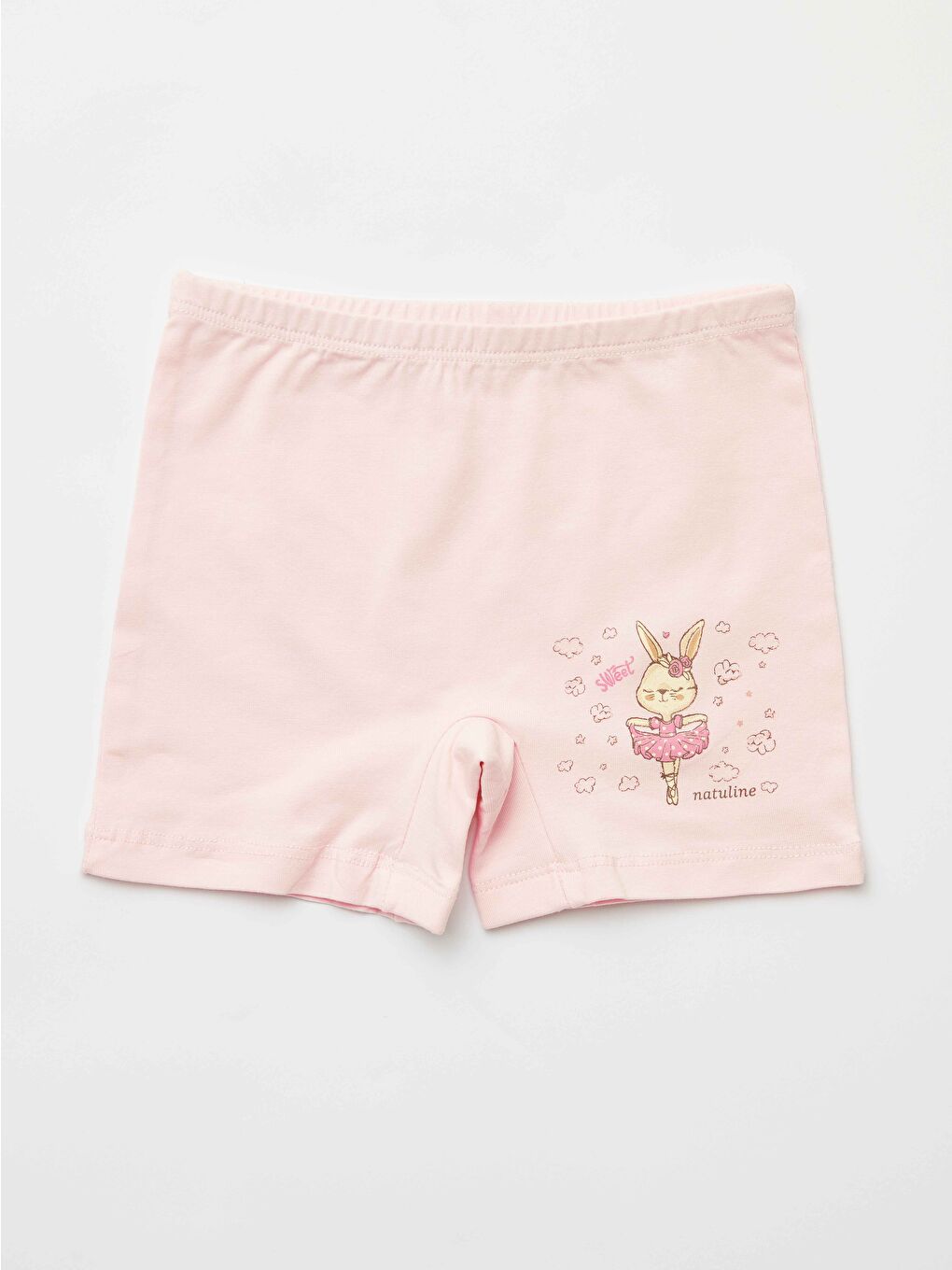 Pembe Kız Çocuk Organik Pamuklu Elastanlı Boxer Sweet Rabbit 4 lü Paket-3