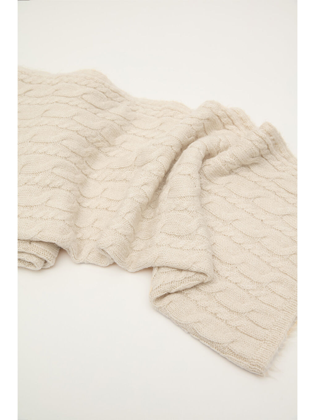 Saç Örgülü Atkı Bej-7