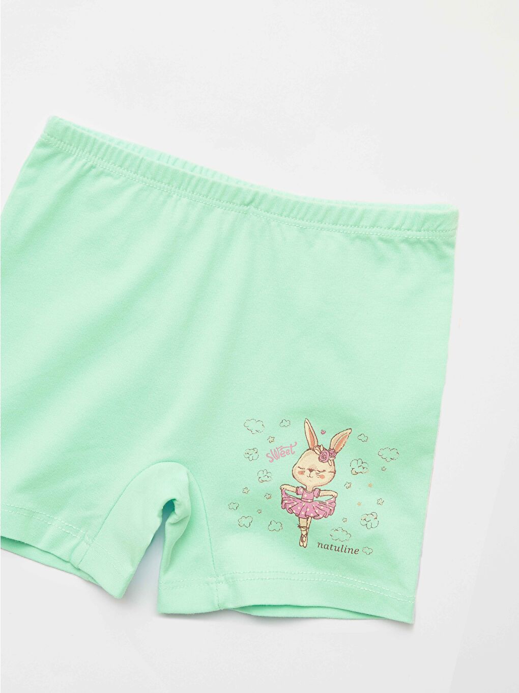 Pembe Kız Çocuk Organik Pamuklu Elastanlı Boxer Sweet Rabbit 4 lü Paket-4