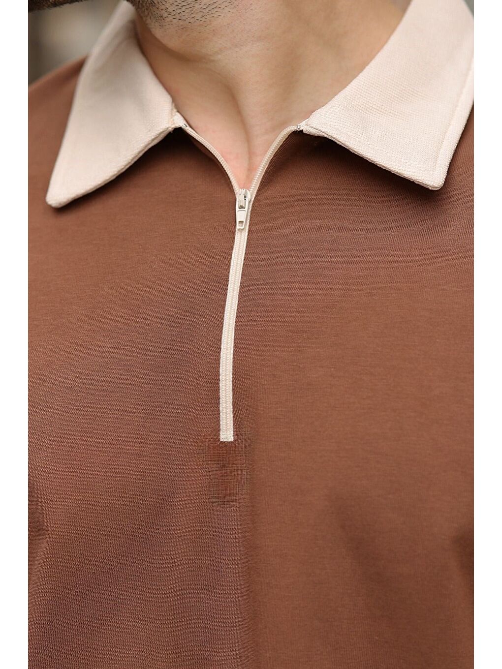 Kahverengi %100 Pamuklu Polo Yaka Şort Tişört Takım E7358-2