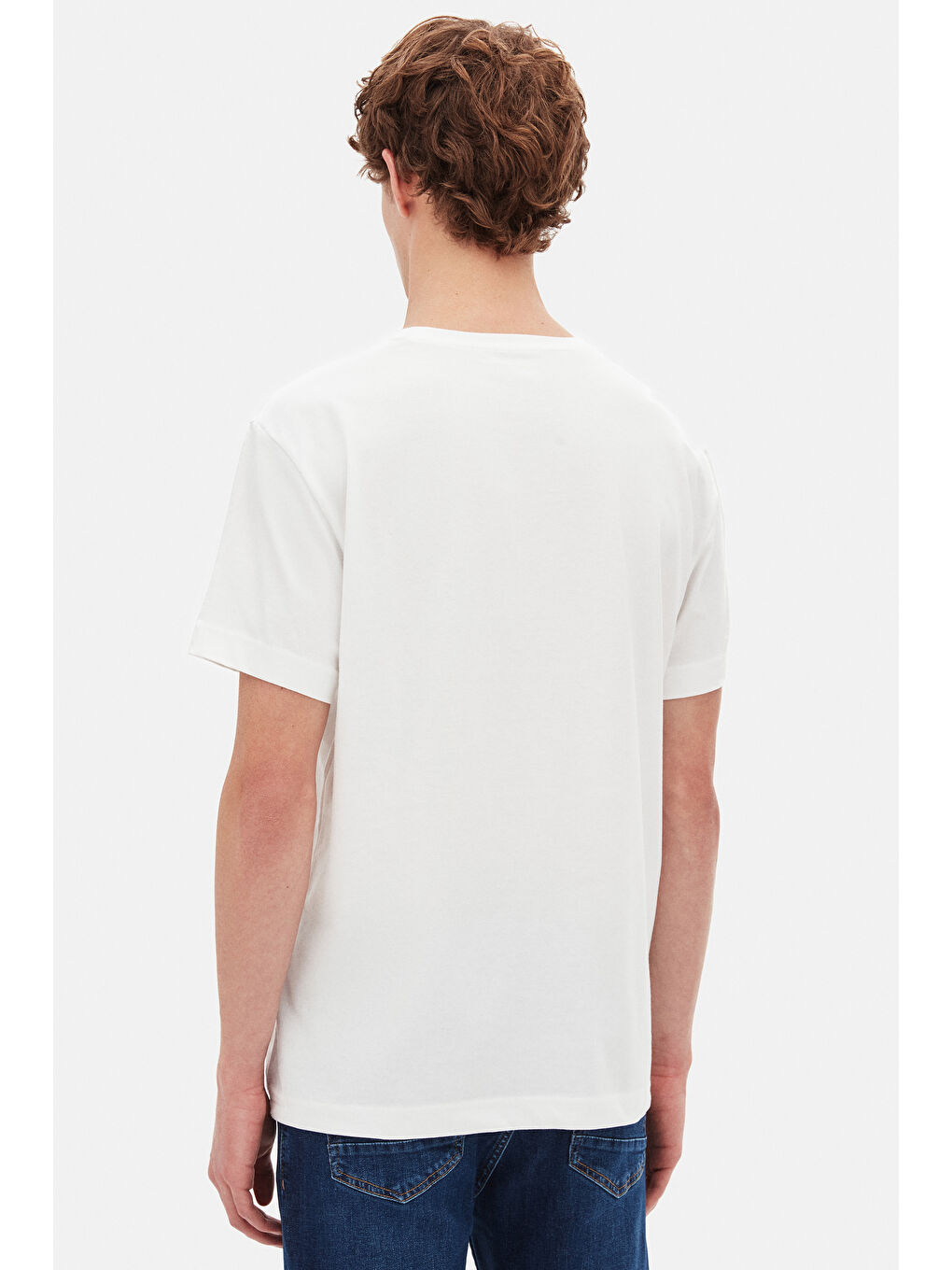 Relaxed Fit Beyaz %100 Pamuk T-Shirt-2