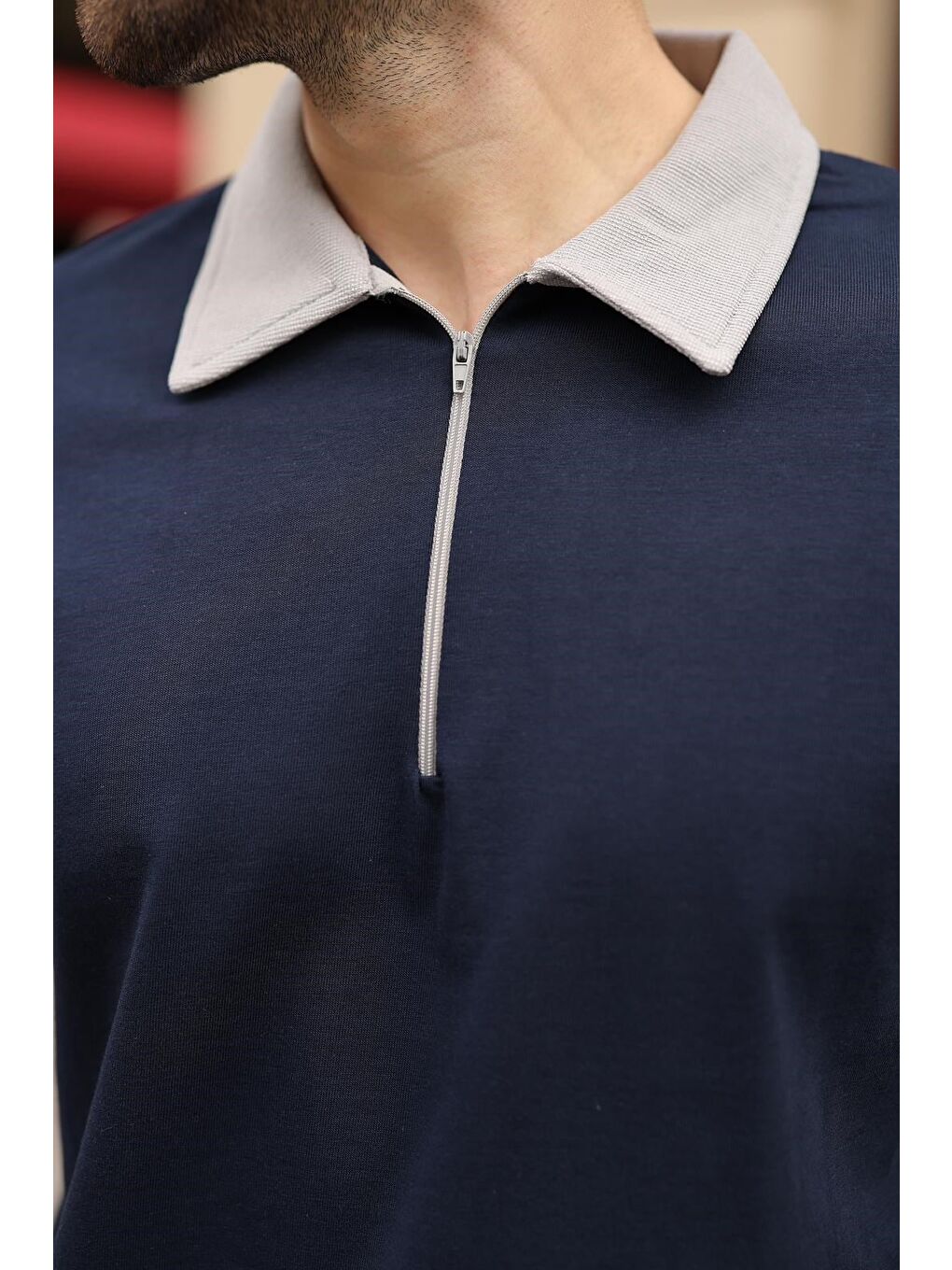 Lacivert %100 Pamuklu Polo Yaka Şort Tişört Takım E7358-2