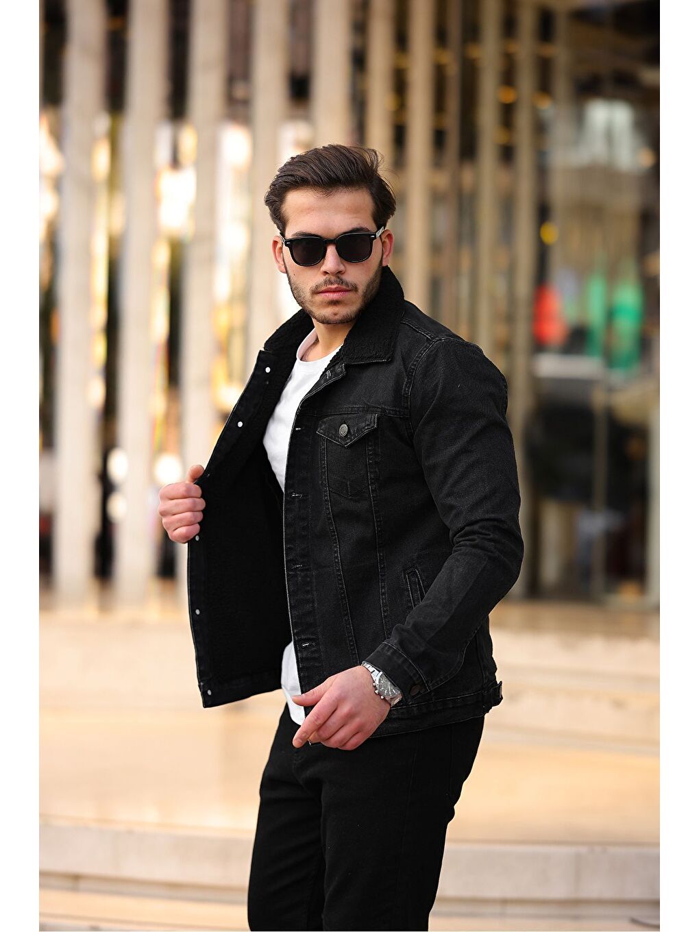 Erkek Trend Kışlık Içi Kürklü Jean Ceket Antrasit