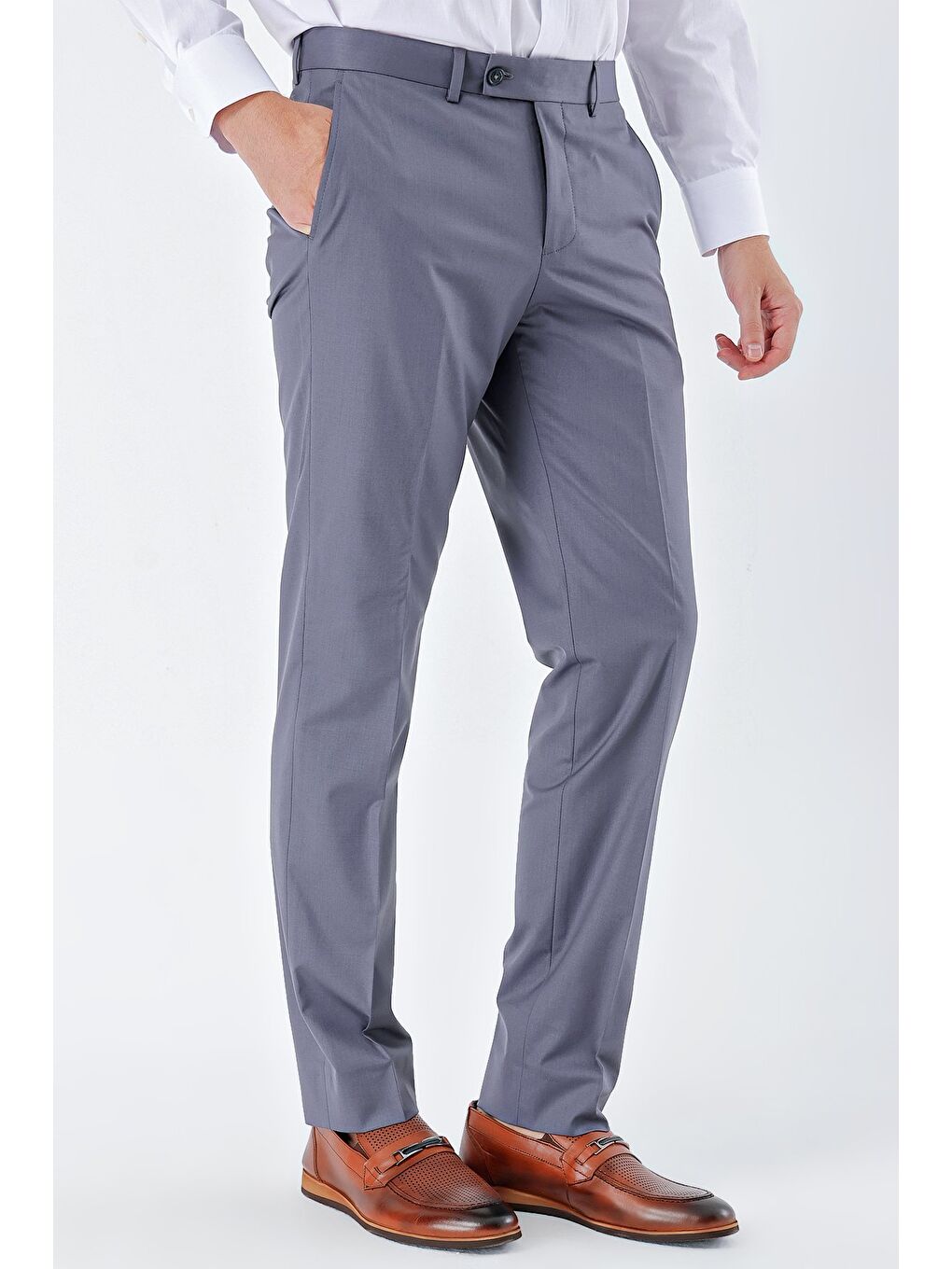 Gri Füme Esnek Yandan Cepli Comfort Fit Classic Erkek Pantolon 1003235150
