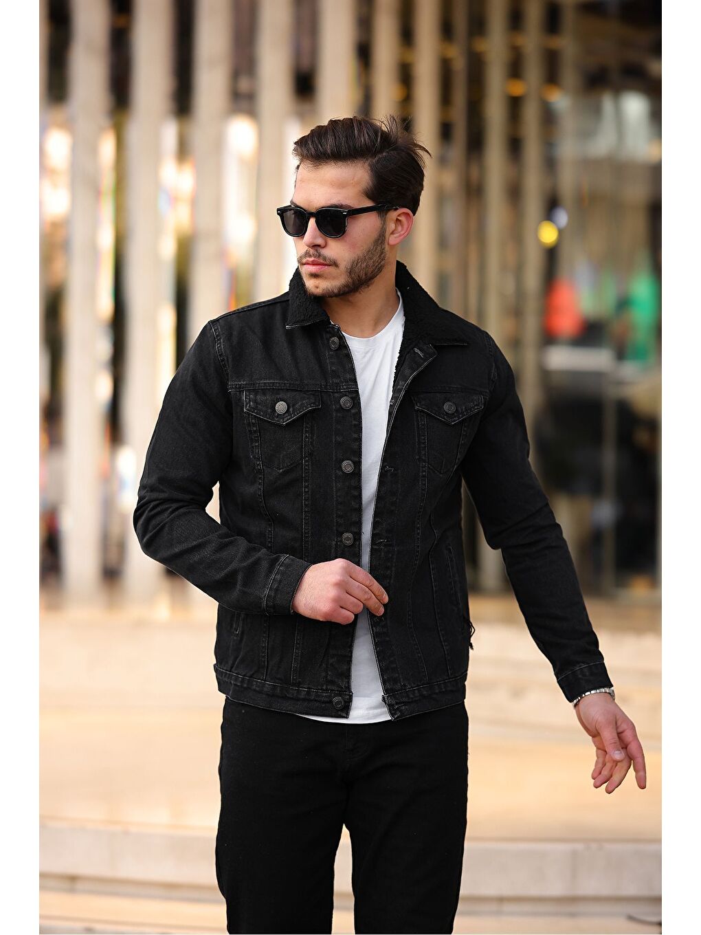 Erkek Trend Kışlık Içi Kürklü Jean Ceket Antrasit-2