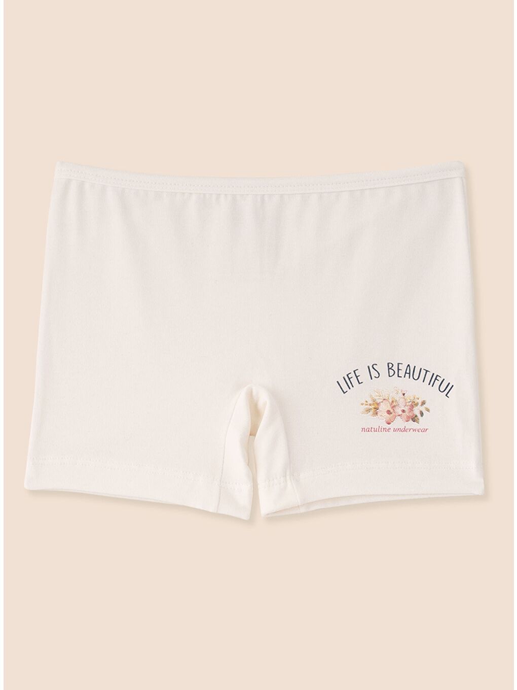 Ekru Kız Çocuk Organik Pamuklu Elastanlı Boxer Life İs Beautiful 6 lı Paket-3