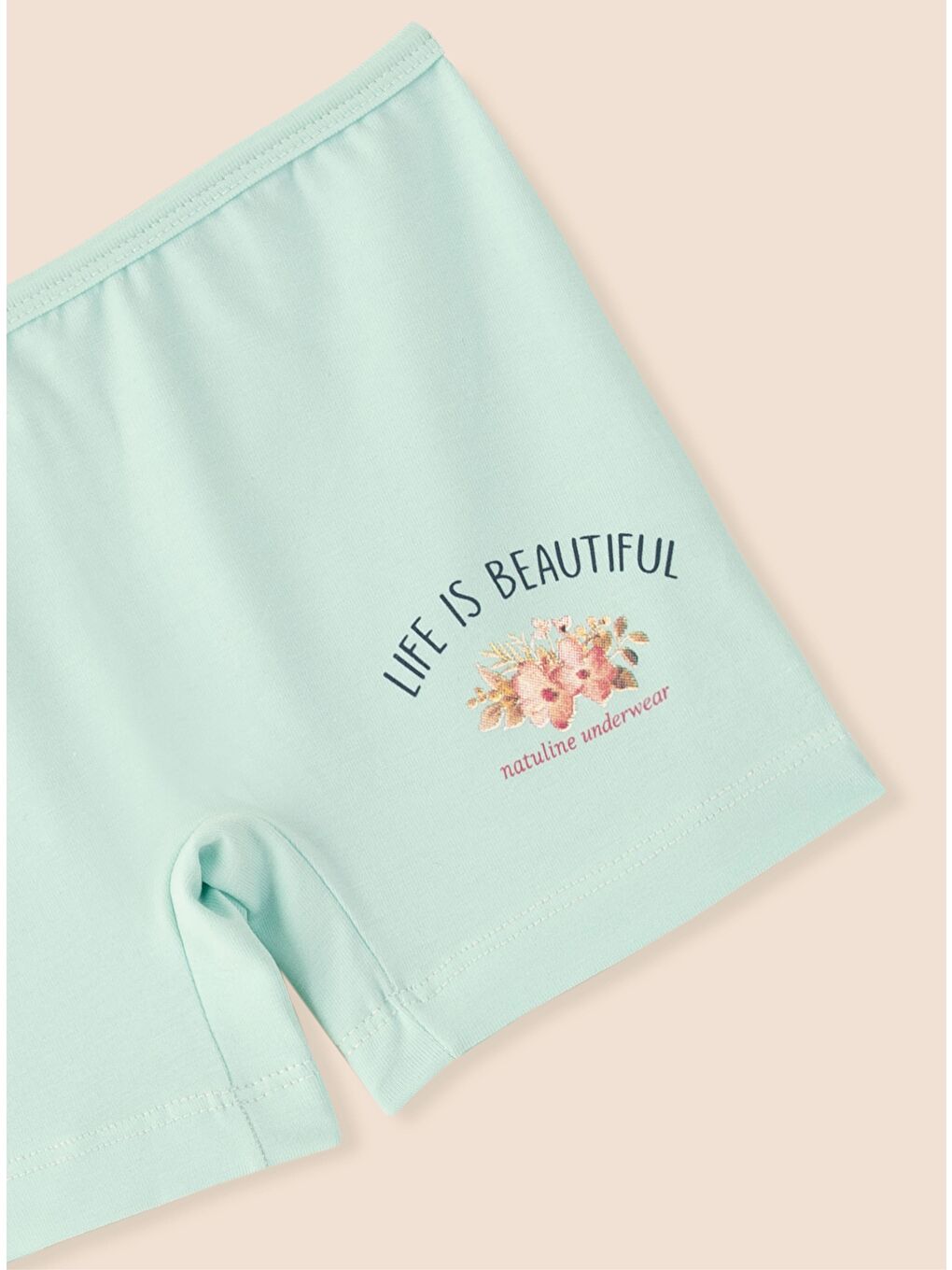 Ekru Kız Çocuk Organik Pamuklu Elastanlı Boxer Life İs Beautiful 6 lı Paket-4