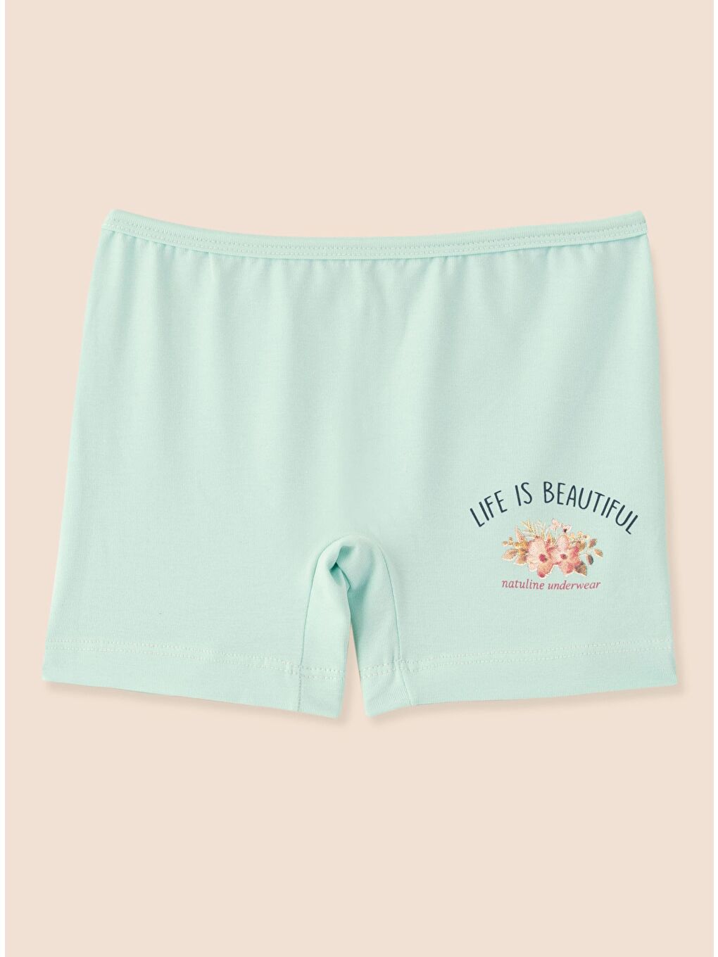 Ekru Kız Çocuk Organik Pamuklu Elastanlı Boxer Life İs Beautiful 6 lı Paket-5