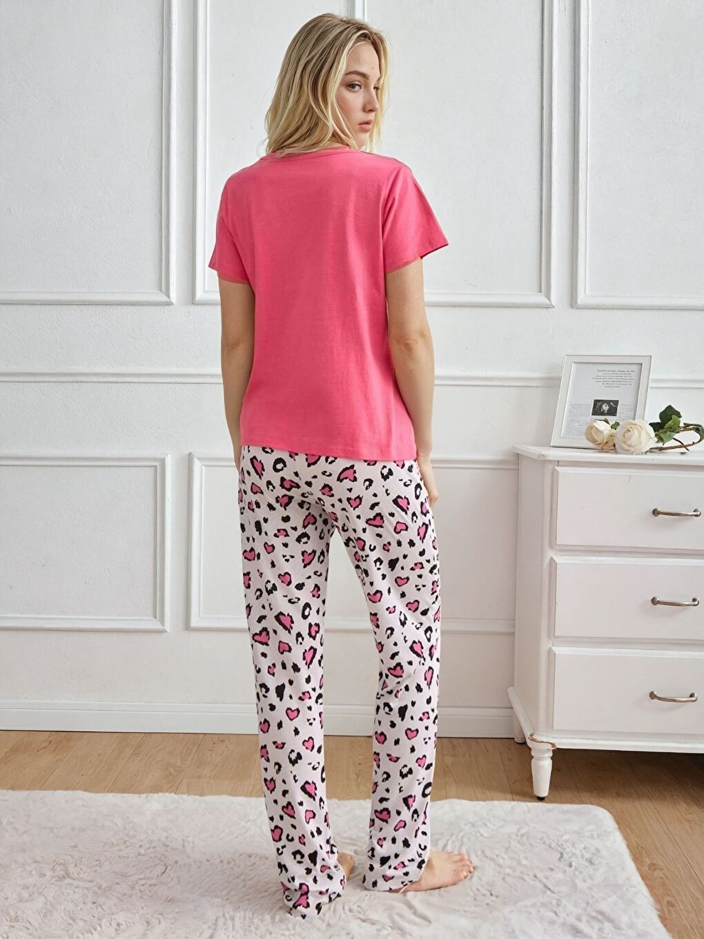 Honey Baskılı Pembe Kısa Kollu Pijama Takımı-2