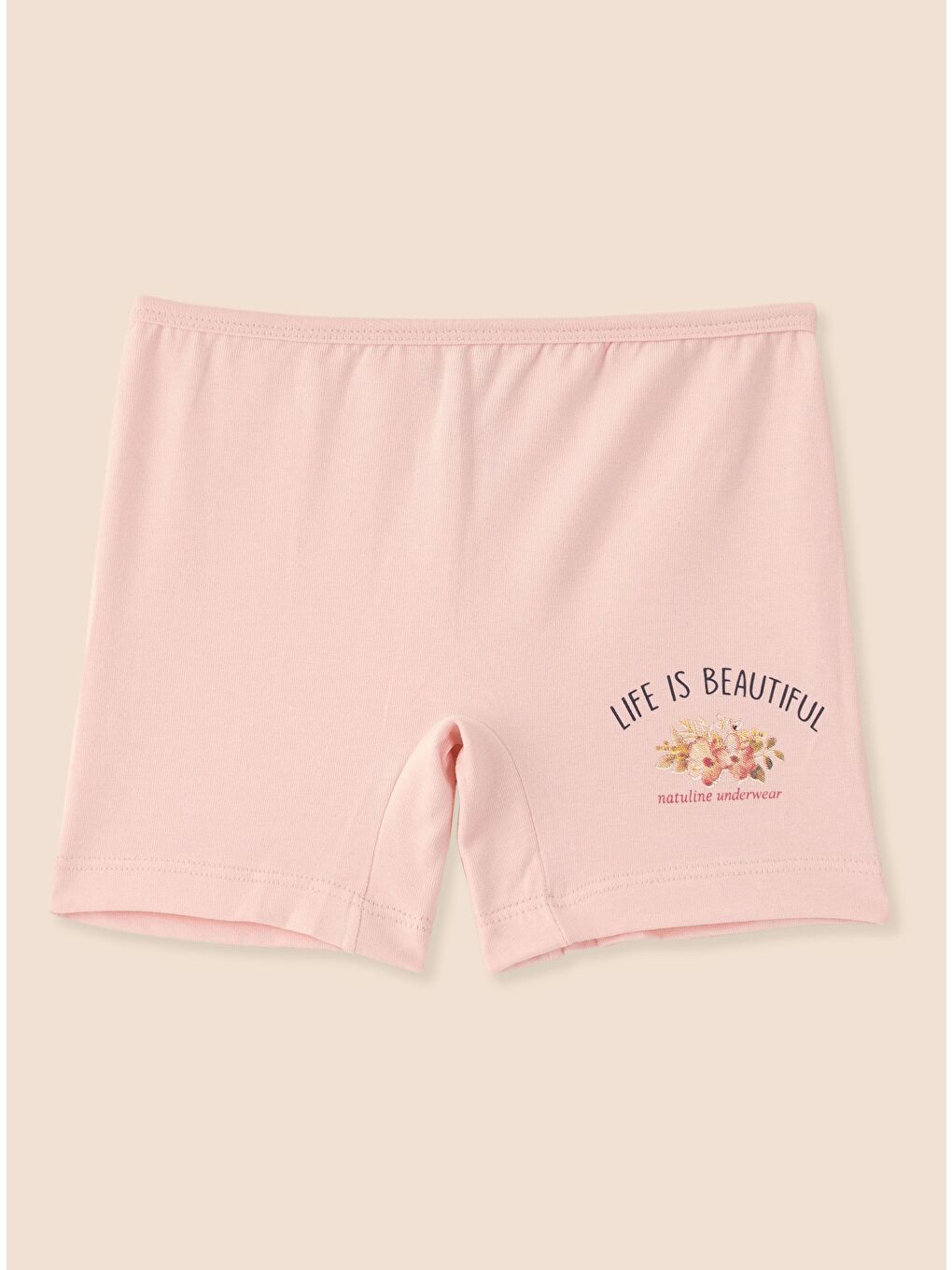 Ekru Kız Çocuk Organik Pamuklu Elastanlı Boxer Life İs Beautiful 6 lı Paket-7