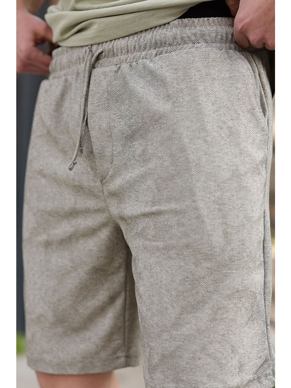 Mint Yeşili %100 Pamuklu Bisiklet Yaka Şort Tişört Takım E7359-4