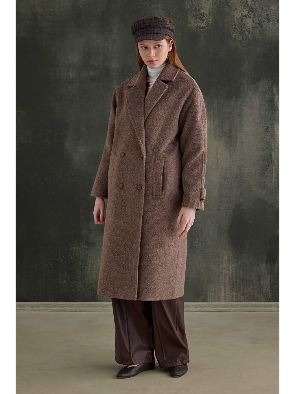 Kahverengi Kruvaze Uzun Kaban Kahve-1