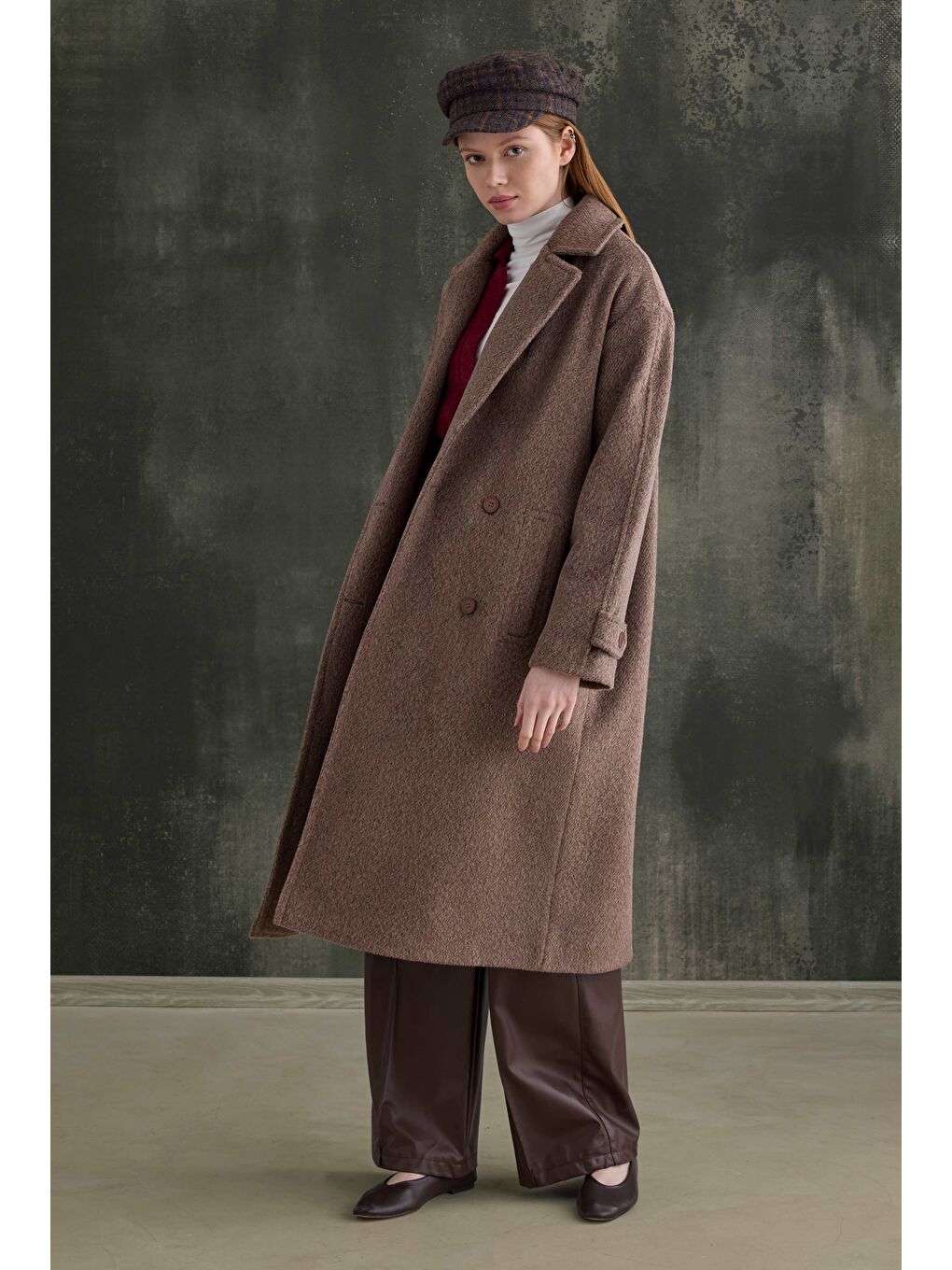 Kahverengi Kruvaze Uzun Kaban Kahve-2