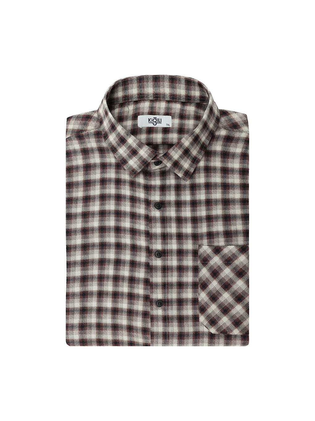 Bordo Uzun Kol Regular Fit Ekose Pamuklu Gömlek