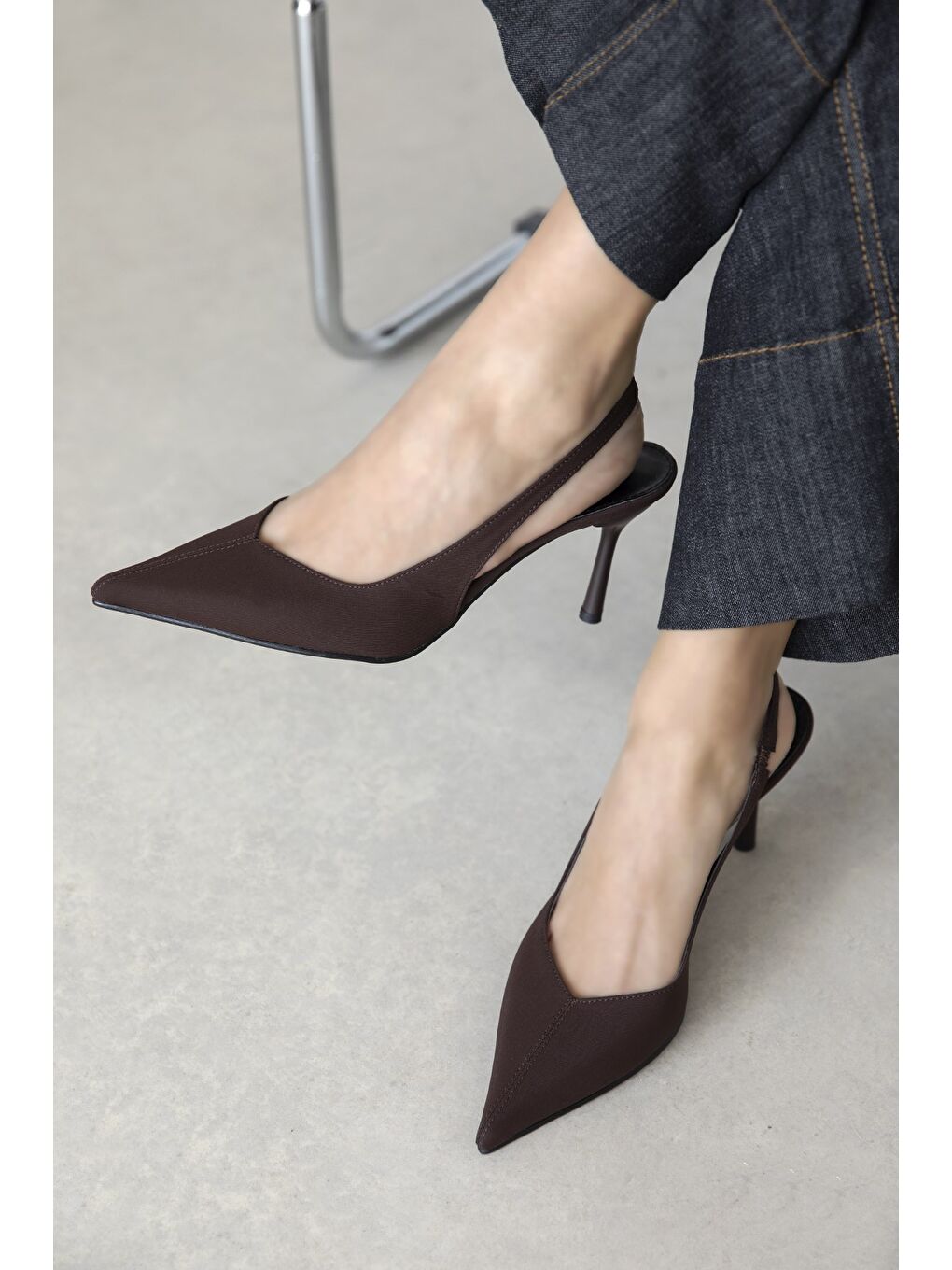 Kahverengi Comfy Kadın Topuklu Kumaş Ayakkabı Kahve