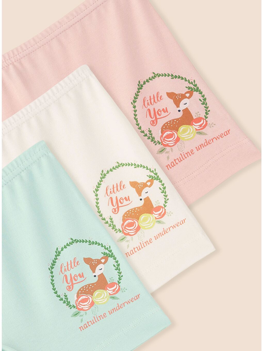 Ekru Kız Çocuk Organik Pamuklu Elastanlı Boxer Little You 6 lı Paket-1