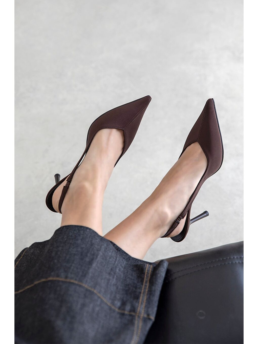 Kahverengi Comfy Kadın Topuklu Kumaş Ayakkabı Kahve-1